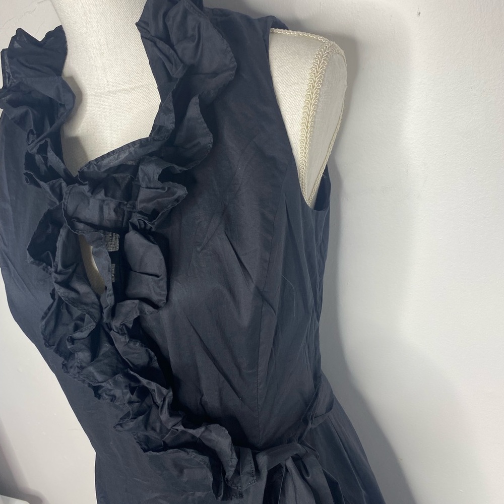 Lafayette 148 New York Black Wrap Ruffle 8 Petite Dress